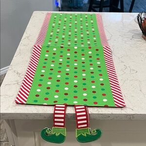 Hobby Lobby Festive Elf Table Runner - Green, Red, White